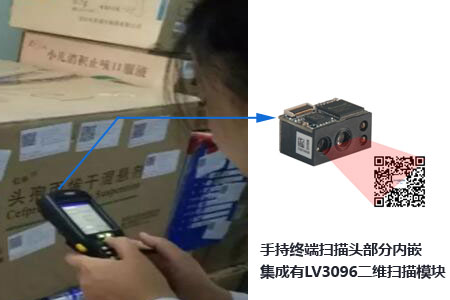 手持終端的掃描頭部分集成內嵌有LV3096條形碼掃描模塊